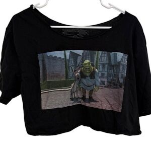 Mad Engine Shrek Donkey Graphic Crop Tee Black Size L